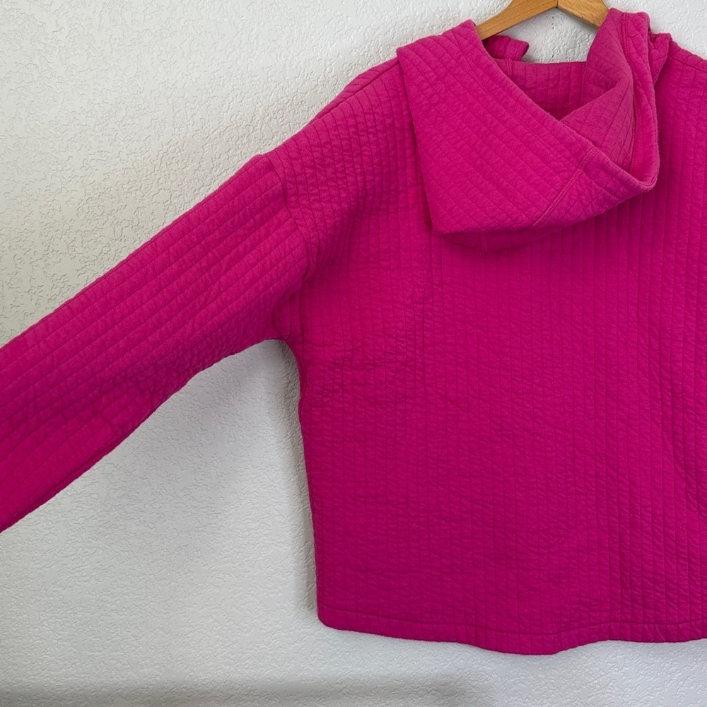 Gap Fit Jacquard Zip Up Jacket Quilted Hoodie Pink size Medium - Picture 12 of 13